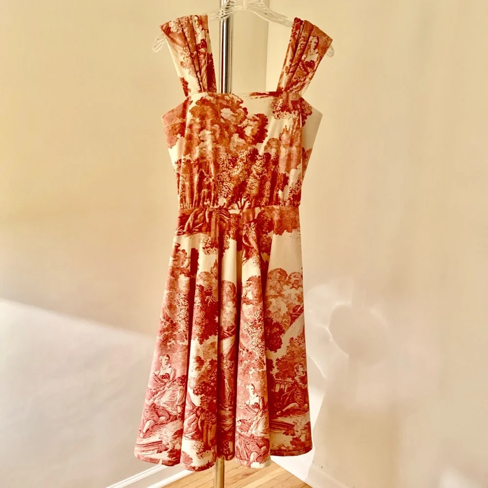 Toile red and white dress - Picture 1 of 11